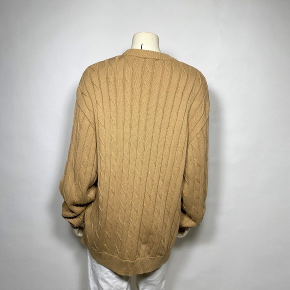 SMILEY x JOSHUA'S Unisex Tan Cable Knit Cotton Sweater - Picture 5 of 8